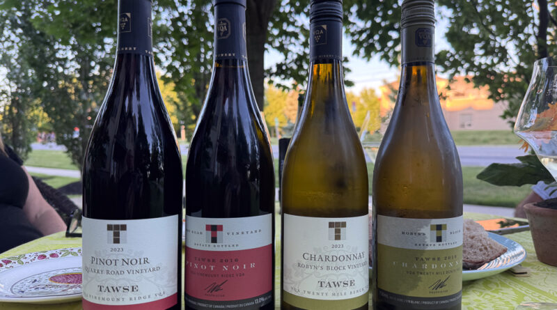 Celebrating 25 years of star Canadian winery Tawse, with Celebrating 25 years of Tawse with two pairs of wines, one current, one archive Tawse winery